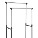 Stand Appendiabiti Doppio con Ruote Stender Regolabile in Altezza 80x40x160cm