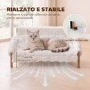 Divanetto per Cani e Gatti Rialzato 70x47x30 cm con Copertura Rimovibile e Piedini Antiscivolo in Peluche e MDF Bianco      