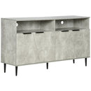 Credenza 147x40x83 cm con Armadietti a 2 Ante e Mensole Regolabili Effetto Marmo Grigio