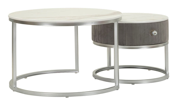 online Tavoli da Caffè Greys Coppia Ø70x45 cm - Ø50x40 cm in Pino e MDF e Metallo