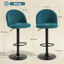 Set di 2 Sgabelli da Bar 43x48x84-106 cm Sgabelli Moderni Girevoli con Poggiapiedi in Velluto Blu      