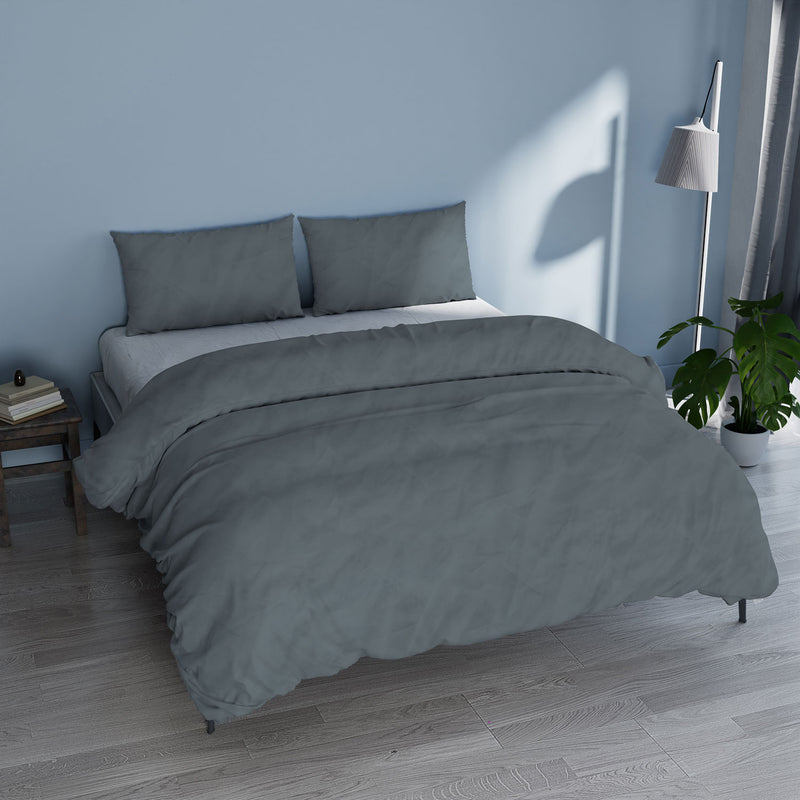 Copripiumino con Sacco e Federe Linea Water Washed Grigio Chiaro