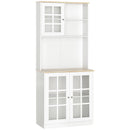 Credenza Moderna con 2 Vetrinette 80x37x183 cm in MDF  Bianco