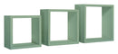 Set 3 Mensole da Parete Cubo in Fibra di Legno Incubo Verde Acqua Marina