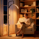 Lampada da Terra LED con Testa a Mezza Luna 77,5x20,5x136-186 cm Temperatura Colore Regolabile Telecomando Nero      