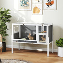 Gabbia per Conigli e Criceti da Interno 120x53x93 cm Rialzata con Vassoio Estraibile e Tetto Apribile in Legno Grigio      