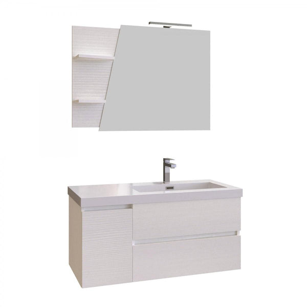 acquista Meuble de Salle de Bain Suspendu 100 cm Bonussi Pegaso Blanc Lavabo et Miroir