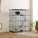 Gabbia per Gatti Grande a 4 Livelli 105x70x140 cm con Struttura Personalizzabile Rampe e Amaca per 1-3 Gatti in Acciaio e PP Nero      