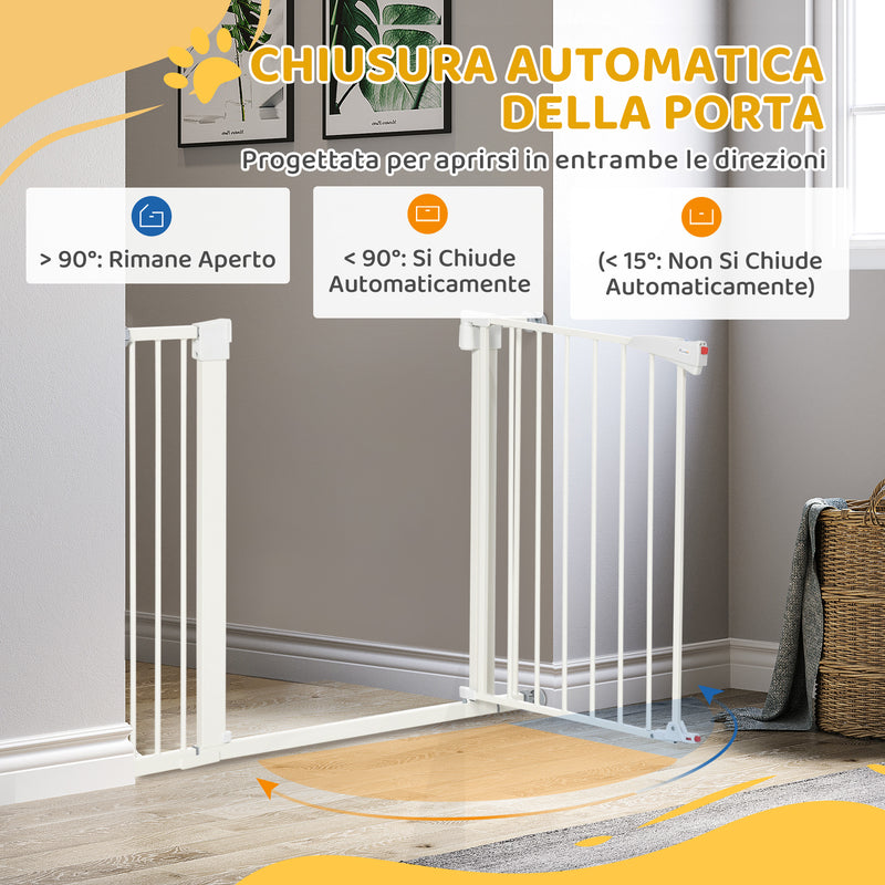 Cancelletto per Cani Regolabile 76-103cm con Chiusura Automatica Acciaio Bianco      