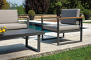 Set Salotto da Giardino Divano 2 Poltrone e Tavolino Cerveteri in Alluminio Antracite e Grigio