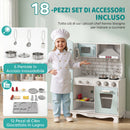 Cucina Giocattolo per Bambini 79x25x88 cm con Luci Suoni Accessori Frigo Forno e Macchina Caffè in MDF Verde Chiaro      