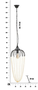 Lampadario Elegant Ø29x72 cm in Ferro Nero e Oro