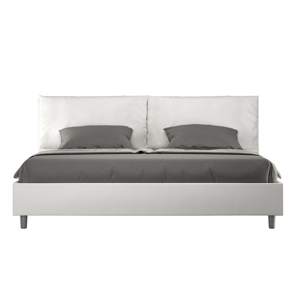 sconto Letto Matrimoniale Imbottito in Similpelle Antea Large Bianco Varie Misure