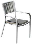 Sedia da Giardino in Alluminio e Wicker con Cuscino Vorghini Avorio