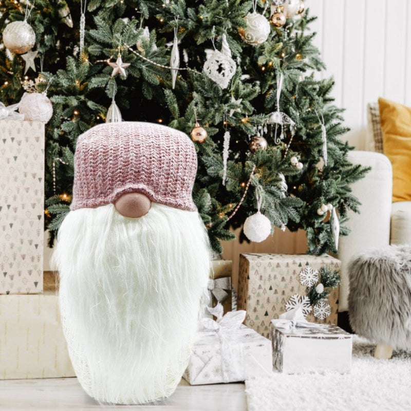 Gnomo di Natale H104 cm con Luci e Cappello Rosa