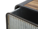 Porta Tv Illinois 120,5x40x61 cm in Ferro e Legno di Abete Grigio e Grigio e Naturale