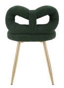 Sedia Mini Ilary Verde Ø40x67 cm in MDF e Spugna e Ferro e Poliestere Verde e Oro      