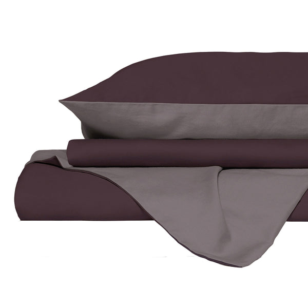 acquista Copripiumino con Sacco e Federe in Tinta Unita Double Face Linea Zoe Vinaceo e Rosa Antico