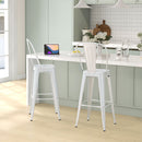 Set 2 Sgabelli da Bar Stile Industriale Schienale Rimovibile 44x49x116 cm in Metallo Bianco
