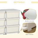 Cassettiera Portagiochi per Bambini 3-6 Anni 75x37x56.5 cm 6 Cassetti con Bordi Arrotondati in PP Bianco Crema      