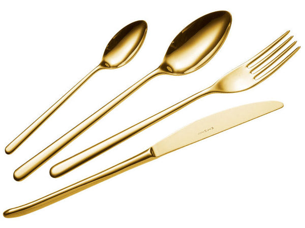 Ménagère 24 Pièces Service en Acier 18/10 PVD Eme Venise Etain Doré prezzo