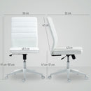 Sedia da Ufficio Ergonomica e Regolabile 58x53x97-107 cm con Schienale Ricurvo in Pelle PU e Acciaio Bianco      