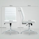 Sedia da Ufficio Ergonomica e Regolabile 58x53x97-107 cm con Schienale Ricurvo in Pelle PU e Acciaio Bianco      