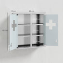Armadietto dei Medicinali 46x12x48 cm con Serratura e Ante in Vetro Temperato in Acciaio Inox Argento      