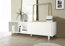 Credenza Mobile Soggiorno 2 Cassetti 1 Porta in Melamina 206x50x63cm TFT Aladdin Bianco