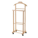 Indossatore in legno 43x33x105 cm faggio 2 montanti 4 ruote Marrone chiaro