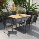 Set 6 Sedie Impilabili 51x69x87 cm Traspiranti con Braccioli e Schienale Alto in Metallo e Poliestere Nero      
