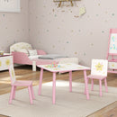Set Tavolino e 2 Sedie per Bambini 3-8 Anni in MDF Fantasia con Animali Rosa      
