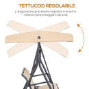 Dondolo da Giardino a 3 Posti 175x118x159 cm con Tettuccio Seduta Traspirante e Telaio in Acciaio Beige      