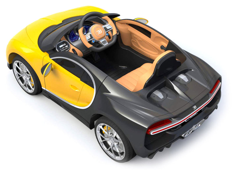 Macchina Elettrica per Bambini 12V con Licenza Bugatti Chiron Gialla