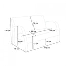 Divano 2 Posti 112x70x80 cm in Legno e Tessuto Bianco