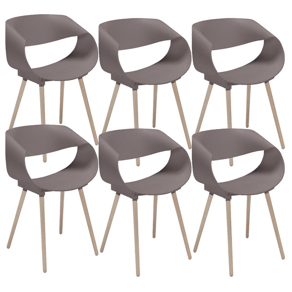 online Set 6 Sedie 62x54x74 cm in Polipropilene Diletta Tortora