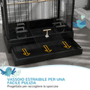 Gabbia per Uccelli 61x36.5x98 cm con Vassoio Estraibile e Posatoi Voliera per Pappagalli Nero      
