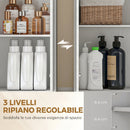 Mobile Bagno Alto 60x30x171 cm con 3 Ripiani Aperti e Cassetto in Legno Bianco      