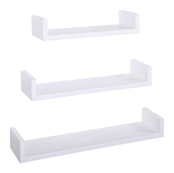 acquista Lot de 3 étagères murales 60-50-40x15,5x8 cm en fibre de bois aimanté blanc