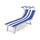 Transat de Plage en Textilène avec Parasol Taddei Rimini Blanc et Bleu