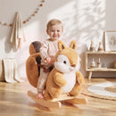 Dondolo per Bambini 1-3 Anni 60x37x58 cm a Scoiattolo con Suoni e Cintura di Sicurezza in Peluche Marrone      