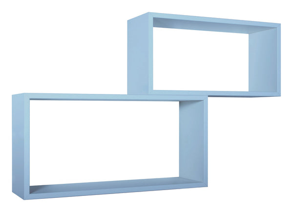 Set 2 Mensole Cubo da Parete Rettangolare in Fibra di Legno Bislungo Blu Baltico sconto