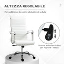 Sedia da Ufficio Ergonomica Funzione Dondolo 54x62x104-114 cm in Finta Pelle Bianco 