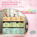 Mobile Portagiochi per Bambini a 3 Livelli 93x30x70 cm con 9 Contenitori in Tessuto Giallo  