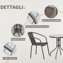 Set Tavolo e 2 Sedie da Giardino in Acciaio e Rattan Marrone