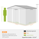 Casetta Box da Giardino Porta Attrezzi 236x174x190 cm con Porte Scorrevoli in Acciaio Verde 