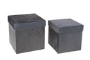 Set 2 Scatole Quadrate in Velluto H 265 cm