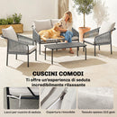 Set 4 Pezzi da Giardino con Divano 2 Poltrone e Tavolo in Rattan Cachi      