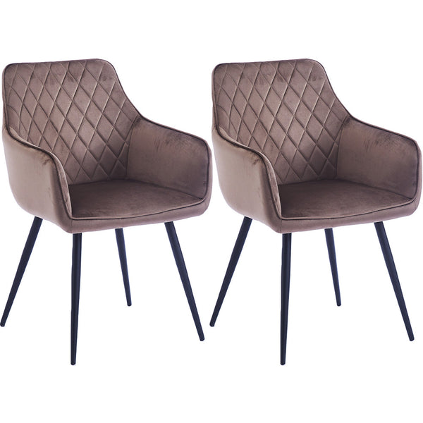 online Set 2 Sedie da Pranzo in Velluto Marrone Ergonomica Poltrona Sedia Ufficio Casa