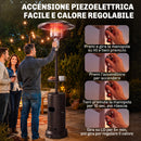 Fungo Riscaldante a Gas 13 kW 81x81x221 cm con Ruote e Tavolino in Metallo Marrone      